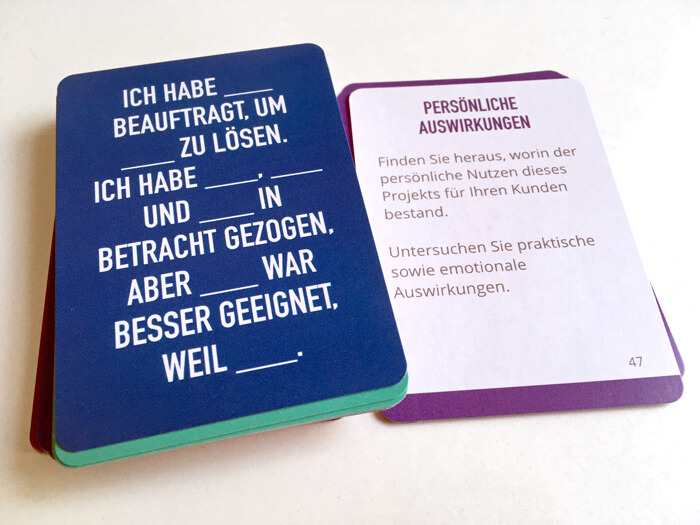 JTBD-Interviewkarten von Jonathan Briggs, von Eckhart Böhme mit Unterstützung von Katrin Voges auf Deutsch übersetzt